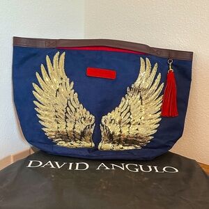 Blue and Gold Winged Tote Bag